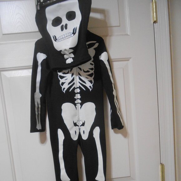 KIDS SIZE S 4/5 SKELETON HALLOWEEN COSTUME 2 PCS HOODIE & ZIPUP ONESIE 🎃 UNISEX - Picture 8 of 9